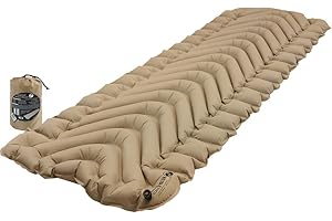 Klymit Colchón de Dormir Hinchable, estático, diseño en V, para Camping, Senderismo Ligero y mochileros, para Clima frío, 6,35 cm de Grosor, Arena Coyote