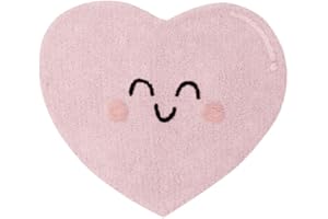 Lorena Canals - Happy Heart - Rosa, grigio scuro, pesca - 97% cotone 3% altre fibre, base: cotone riciclato - 90 x 105 cm