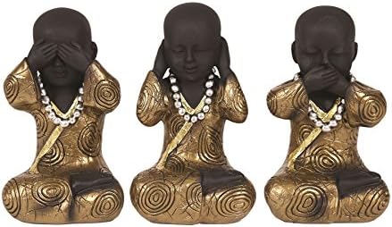 StraitsTrading Company Sitting Buddha Figurine Set See, Hear & Speak No Evil Poses