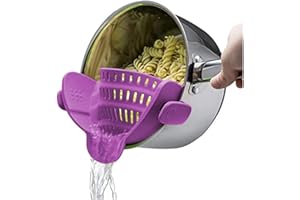 Kitchen Gizmo Snap N Strain Clip-On Strainer - Collapsible Colander for Pasta, Pot Noodle - Space-Saving Sieves and Pot Strainer, Cool Home Gadgets Collection - Must-Have Kitchen Gadget - Purple