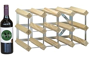 MAGNA RETAIL Metal & Wooden Wine Rack | 10-12 Bottle Shelf Capacity | Wine Racks Free Standing or Wall Mounted | Spirit and Champagne Bottle Holder | Drink Organiser | Home Bar