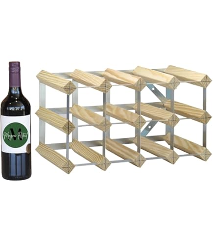 Classic 15 Bottle Pine Wood And Galvanised Metal Wine Rack Self Assembly - View #12