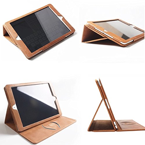 boriyuan Apple iPad mini 3 iPad mini 2 (Retina Display) iPad mini Echt Ledertasche Smart Cover Leder Hülle aus echtem Leder im Bookstyle mit Standfunktion, Auto Sleep Wake up und Fach für Kreditkarten (Ipad mini 1/2/3 Echt Leder Case edel in Braun) - 8
