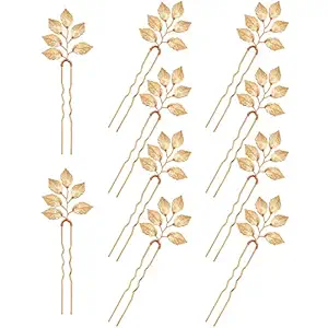10 Pieces Bride Hair Accessories, Vintage Gold Leaf Hair Pins, Bridesmaid Headpiece for Wedding Hair Pins, Bride and Bridesmaid Hairstyle Accessories