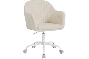 WOLTU Silla Ergonómica Escritorio, Silla Oficina Giratoria con Ruedas, Respaldo Ancho, Asiento Amplio, Altura Ajustable, Terciopelo, Beige, BS166cm