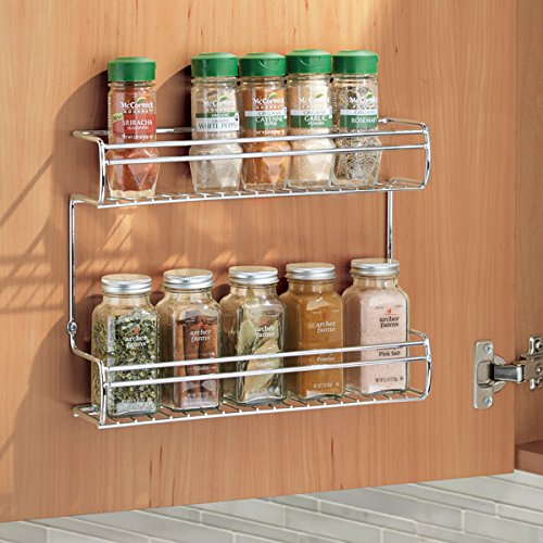 mDesign Gewürzregal – Wand-, oder Schrankmontage – 2 Ebenen für Gewürze, Kräuter, Tee & Co. – Gewürzbord aus robustem Kunststoff – praktische Gewürz Aufbewahrung - 3
