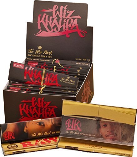 Wiz Khalifa-Wiz-Pack Connoisseur Raw King Size Slim Zigarettenpapier, Spitzen (Neuware von Raw)-Box (24 Packungen von Trendz