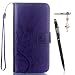 Produktbild Samsung Galaxy C7 Hülle, Samsung Galaxy C7 Pro Schutzhülle, Alfort 3 in 1 Lederhülle Fashion Design Premium PU Leder Hohe Qualität Tasche Case Cover Kasten Abdeckung Wallet für Samsung Galaxy C7 C7000 / Samsung Galaxy C7 Pro 5.7" Smartphone Funktion Standfunktion Unterstützte Telefone und Magnetverschluss mit Schmetterling ( Dunkles Violet ) + Alfort Schwarz Stylus Pen + Netter Staub Stecker