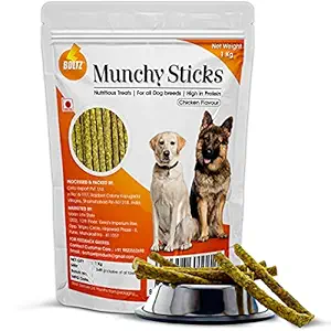 Boltz Dog Chew Sticks Munchy Stick Mix Flavors- 1 Kg for Healthy Teeth and Gums of Dogs Snacks, Treats (500g Chicken and 500g Mutton)