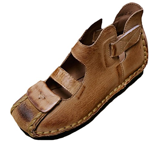 Vogstyle Damen Weinlese Handgemachtes Echtes Leder Ebene Schuhe