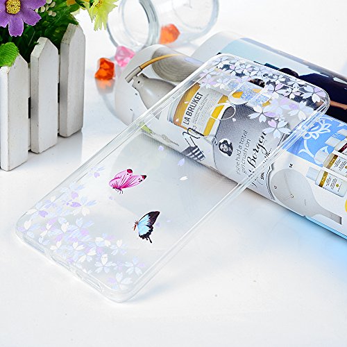 Funda Huawei Mate 9 Silicona Transparente  Gel TPU Ultra Delgado - Mavis s Diary Suave Cover Carcasa Case Bumper Shock-Absorci  n y Anti-Ara  azos - Mariposa y Flor
