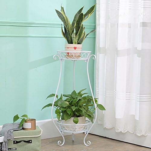 Flower racks Iron flower racks multi - storey living room balcony floor fleshy green plant indoor floating window flower pots flower shelf Plant display stand ( Color : White , Size : 50cm )