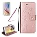 Produktbild Für Galaxy S7 Klapphülle, Girlyard Bling Diamant Schmetterling Blumen Muster Rose Gold PU Leder Hülle Slim Fit Soft Silikon Innere Bumper Wallet Case mit Lanyard Strap Standfunktion Kartenfach Magnet Schutzhülle für Samsung Galaxy S7