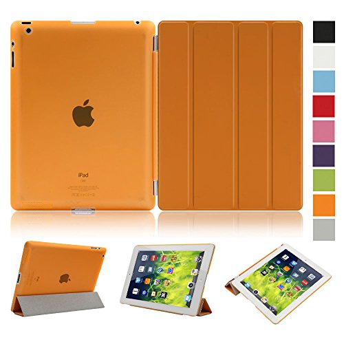 Besmall Neu Ultra Slim Edles iPad 2 3 4 Hülle - Smart Cover Leder Case Schutz Hülle Tasche + Back Case - inkl. Displayschutzfolie Reinigungstuch Stift mit Multi Ständer Auto Sleep Wake (iPad 2/3/4, Farbe:Weiß)