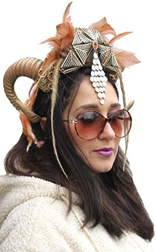 Viking Warrior Princess Rams Horn Festival Headdress Headband Crown