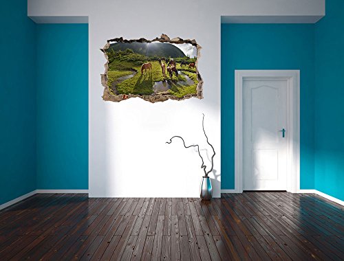Pixxprint 3D_WD_2548_62x42 Pferde auf einer Koppel Wanddurchbruch 3D Wandtattoo, Vinyl, bunt, 62 x 42 x 0,02 cm - 4