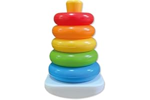 Jugatoys - Juego pirámide con Aros apilables - Juguete Educativo para Bebes - Juego para apilar - 5 Aros con Distintos tamaños y Colores - con Sonido y balanceo - Tamaño 20 cm - Desarrollo cognitivo
