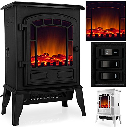 Elektro-Kamin mit Heizung und Kaminfeuer-Effekt 2000W schwarz / weiß