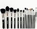 Professional Makeup Brush Set - Foundation Concealer Blending Blush Brush Face Powder Eyebrow & Eyeshadow Brush Cosmetics Tool Kit -15PCS Black Silver
