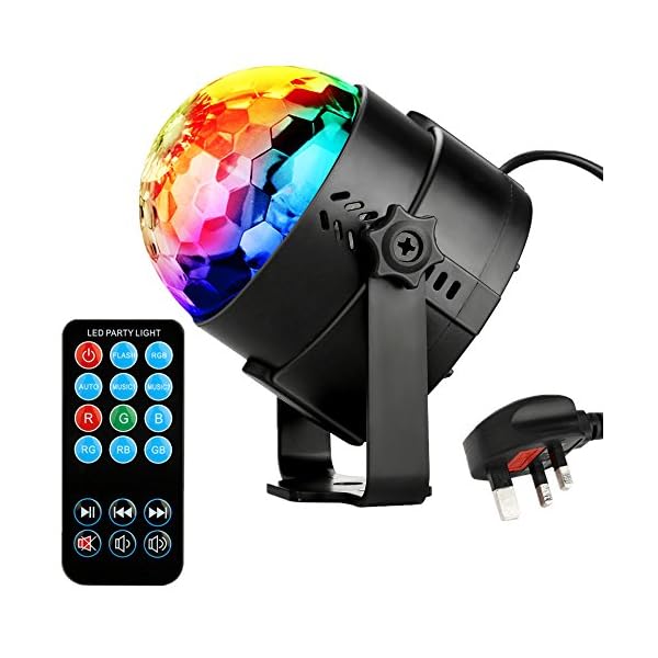 NIUBIEER Disco lights Glitter Ball 3W RGB LED Strobe Light Music Activated Party Lights Glitter Ball with Remote Control,Mini Mirror Ball Rotating Effective lighting for Home Birthday Party,KTV,Bar