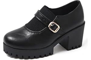 MGGMOKAY Chaussures Mary Jane pour Femmes avec Lacets Réglables et Talons épais