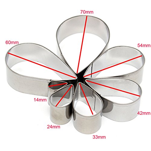 Aliciashouse 7Pcs Rose Petal Edelstahl Ausstechform Mold Biskuit-Fondant-Cutter Kuchen verziert Werkzeug - 8