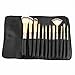ShineMore Makeup Brush Set Perfect Gift For Ladies (12PCs come with a soft leather bag -2 colors) (Black)