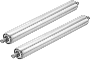 sourcing map Stainless Steel Conveyor Roller 38mm Diameter 300mm Length Gravity Transmission Replacement Part Galvanized End (Silver, Pack of 2)
