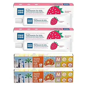 Mee Mee Fluoride Free Toothpaste,(Strawberry 70gmX2+ Orange 70gmX2)