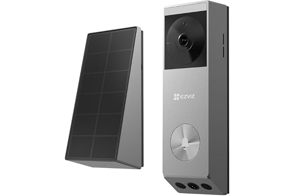 EZVIZ EP3x Pro Sonnette sans fil avec caméra de panneau solaire, 2K vidéo Doorbell avec double objectif, détection de personnes/paquet, vision nocturne en couleur, changeur de voix, 32 Go eMMC intégré