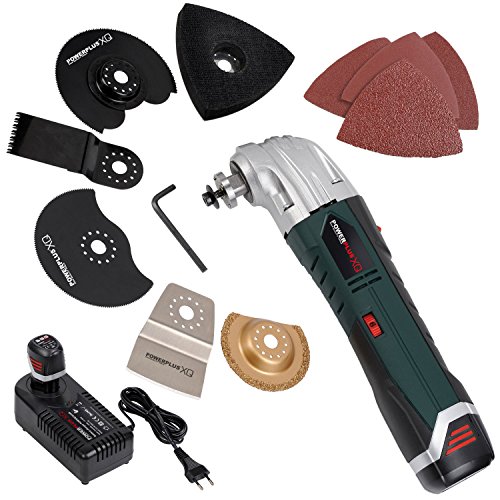 Multitool Minischleifer Schleifgerät im Koffer Akku + Sägeblätter + Schleifscheiben + Sandpapier + Schaber