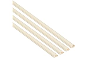 D-Line Micro Cable Trunking 4-Pack, Half Round Cable Cover, Paintable, Self-Adhesive Wire Cover, Speaker Wire Hider, Cable Management - 4x 16mm (W) x 8mm (H) x 1-meter Lengths (4-Meter) - Magnolia