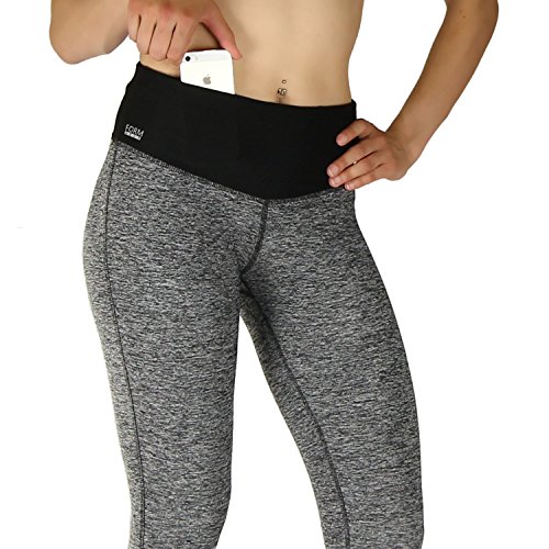 Sport-Leggings Damen 3 4 mit Hüfttasche für Handy Laufhose capri dreiviertel 3/4 Fitness Sport tights schwarz muster yoga hose sporthose jogging farbig dreiviertel 3/4 lang von Formbelt - 6