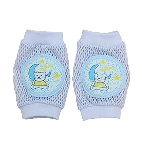 KingWinX Bear Pattern Elasticity Mesh Cotton Baby Kneepad,Blue