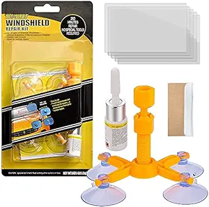 Frixen Windshield Repair Kit Window Glass Repair Resin Tool Car Window Repair kit for Windshield Crack, Half Moon Crescents, Star Chips, Bulls Eye