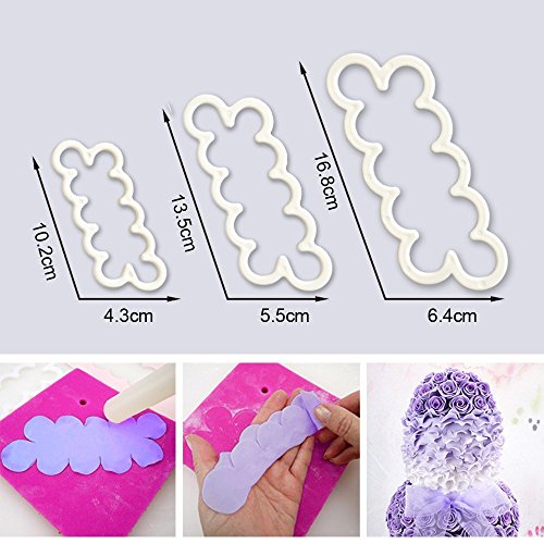 nanhong 3/Set Kuchen dekorieren gumpaste Zucker Craft einfachste Rose Ever Cutter Fondant Cookie Cutter Rose Blume Maker - 2