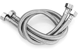 Heable Pair of Flexible Pipes for Bathroom/Kitchen/Toilet Taps British Standard Pipe 1/2" x 1/2" BSP Fitting 400mm Long