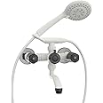 RN PTMT Superior Plastic Faucet 3 in 1 Wall Mixer Telephonic with Crutch Water Tap for Bathroom | Hot & Cold Water Wall Mixer with Hand Shower Connectivity Provision (White-Charcoal-Dual)_RNSAF21F12