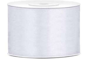 DaLoKu Satinband 6/12/25/38/50/100mm x 25m Geschenkband Schleifenband, Größe: 50mm x 25m, Farbe: Weiß