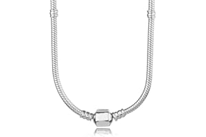CWOne Designs Sterling Silver Necklaces For Women - Silver Snake Chain Necklaces For Pandora Charms And Safety Chains