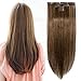 Produktbild Clip In Extensions Echthaar 100% Remy Echthaar Haarverlängerung Glatt 4 Tressen 40g - 55cm (#6 Hellbraun)