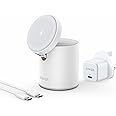 Anker 623 Magnetic Wireless Charger (MagGo), 2-in-1 Wireless Charging Station with 20W USB-C Charger, For iPhone 12 Series, AirPods Pro (Dolomite White)