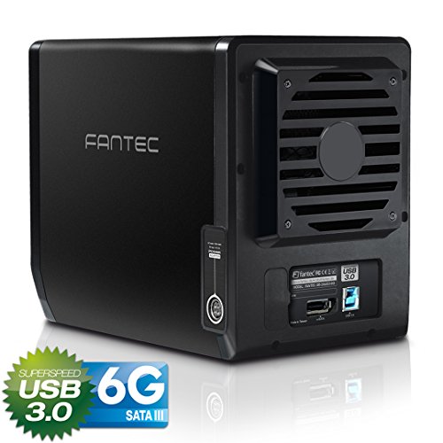 FANTEC QB-35US3-6G Externes 4-fach Festplattengehäuse (für den Einbau von 4x 8,89 cm (3,5 Zoll) SATA I/II/III Festplatten, USB 3.0 SUPERSPEED und eSATA Anschluss, 6G Support, 80 mm Lüfter temperaturgeregelt) schwarz - 4