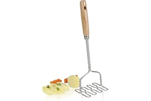 Metaltex 195100010 Kartoffelstampfer mit Holzgriff verchromt
