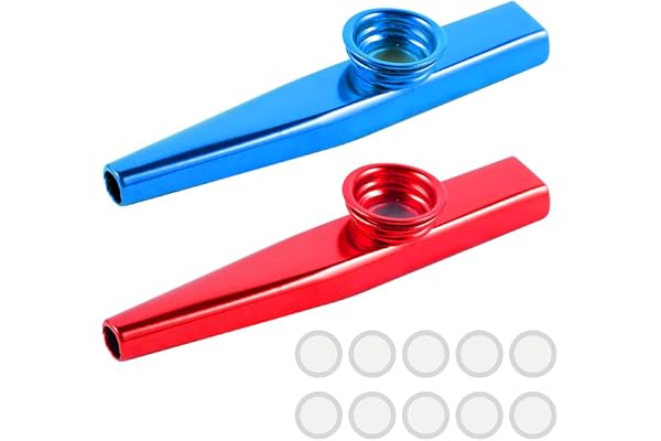 VAEIORP 2 Pcs Kazoo Avec 10 Pièces Interchangeables En Membranes De Flûte Métal Kazoo Aluminium Pour Accompagnement De Guitare Ou D'harmonica Instrument Cazoo