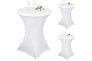 ‎PESONLOOK Pesonlook 3er-Set Stretch Stehtisch Husse für Bistrotisch Ø 70-75 cm Elegante,Verstärkung im Fußbereich,Stretch-Husse Weiß Hussen für Stehtische und Bistrotische(70×110cm,Weiß)