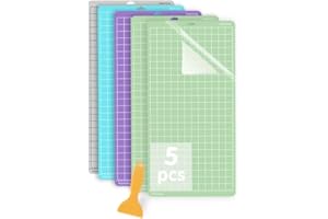 Jerilla 5pcs Cutting Mat for Cricut 12x24 inch StandardGrip/LightGrip/StrongGrip/FabricGrip Cutting Mats Set Adhesive Sticky Cutting Mats for Cricut Maker/Explore One/Air/Air 2 with Scraper