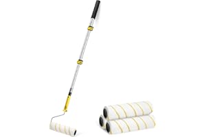 TENDAK Rullo per pittura con asta telescopica, asta telescopica in alluminio con 3 rulli per pittura per lavori di verniciatura e ristrutturazione di progetti domestici