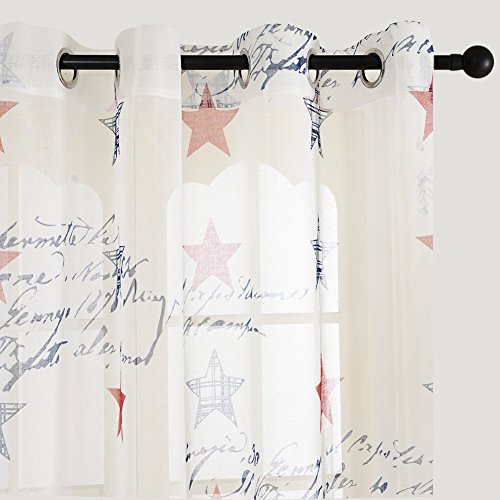 Top Finel Amerikanische glück Stern halbtransparent, Super Design,Fensterschal Ösenschal, Öse Gardine 140x160cm