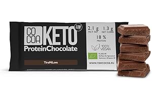CO COA BIO Keto Proteinowa Czekoalda TiraMiLove 40g – Proteinowy baton z olejem MCT, bez cukru, bez GMO, Low Carb, Keto Snack, wegański, 18% białka